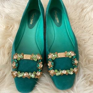 Roger vivier style crystal frame flats